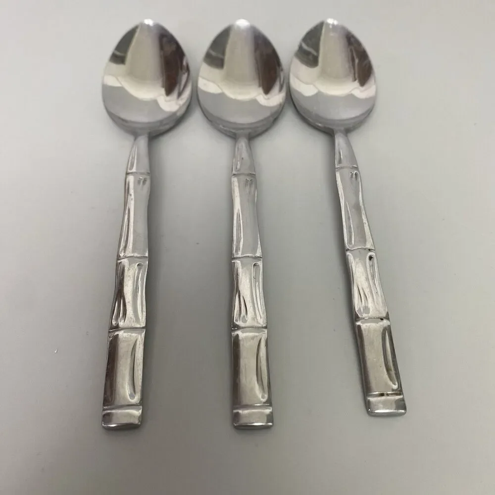 Reed & Barton Rebacraft Bamboo Teaspoons Set of 3 Stainless Steel Japan Flatware